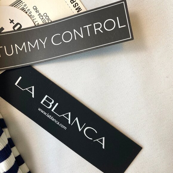 La Blanca Set Sail Lingerie One Piece Swimsuit Women's 6 Indigo Stripe NWT - Picture 7 of 12